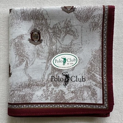 Vintage Handkerchief Gray Cotton Brown Equestrian Silhouette Pocket Square 18" - Image 1 of 3