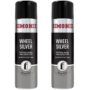 Simoniz Wheel Silver Paint Acrylic Aerosol Spray Fast Drying Smooth 500 mL x2 - Picture 1 of 3