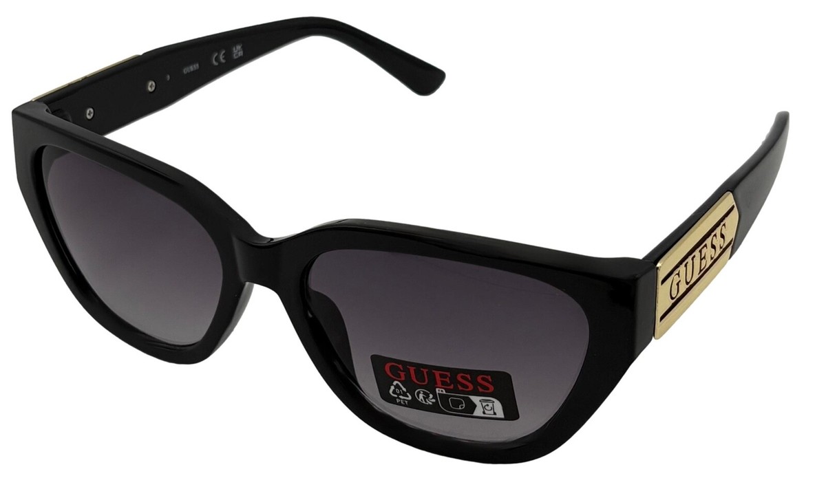 Guess Sunglass Womens Black Cat Eye Smoke Gradient Lens 