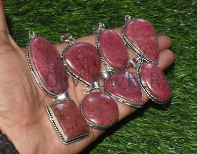 Lote a granel de 50 colgantes de piedras preciosas de rodonita enchapados en plata de ley 925 Wh-131 Foto 1 de 4