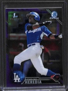2016 Bowman Chrome Purple Refractor #BCP18 Starling Heredia No 170 of 250 - Picture 1 of 2
