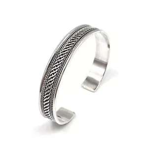 Brazalete moderno de plata 925 pulsera para hombre 1,1 cm brazalete joyería maciza plata - Imagen 1 de 10