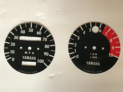 Yamaha RT1 360 1971 tacómetro y velocímetro placas frontales, servicio para instalar Foto 1 de 2