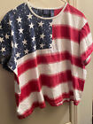 Mountain Lake II Womens Shirt 3X American Flag Striped Short Sleeve Shirt