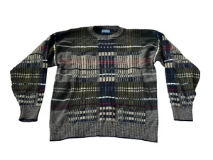Pendleton Mens Sweater Green L Wool Knit Striped Crew Neck Long Sleeve Pullover - Picture 1 of 7
