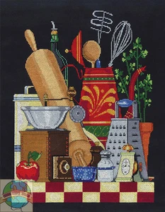Kit de punto de cruz ~ Herramientas de horneado y cocina bodegones de cocina Janlynn #017-0105 - Imagen 1 de 1