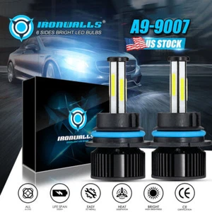 6-sides 9007 6000K White LED Headlight Bulb Hi-Lo Beam For Ford Ranger 1990-2011 - Picture 1 of 12