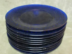 Lotto piatti vintage anni 20 vetro imperiale primi americani Hobnail Ritz blu cobalto - Foto 1 di 3