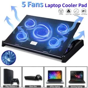 3/4/5 Fans Gaming Cooling Pad PC Computer Notebook Cooler 2 USB 10"-16.5" Laptop - Picture 1 of 27