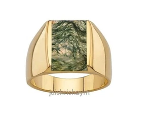 Moss Agate Ring Sterling Silver Ring Gemstone Ring For Men Gift Father day Ring - Picture 1 of 3