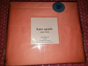 NEW! KATE SPADE  Twin  SHEET SET Fitted  WESTON Coral Pink  SATEEN 300TC - Picture 1 of 2