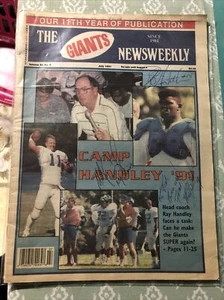 Vintage The Giants Newsweekly - July 1991 Camp Issue Signed By J. Hostetler + 2! - Picture 1 of 5