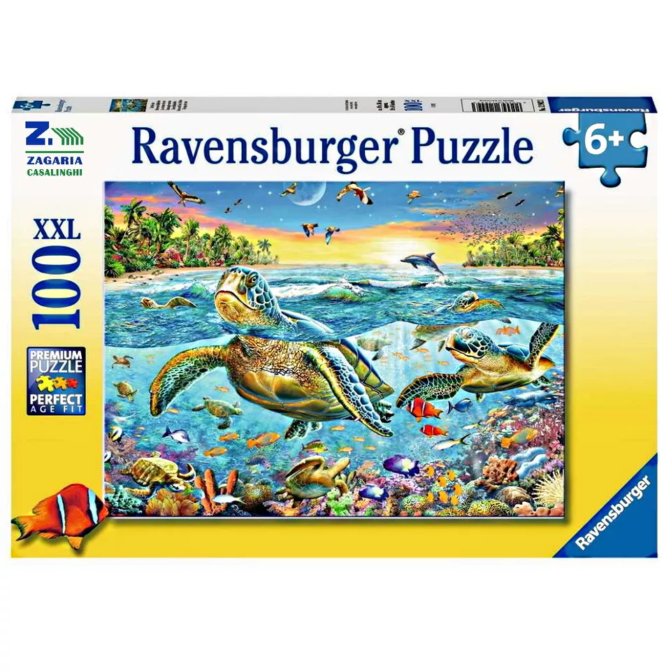 PUZZLE 100 Pz LE TARTARUGHE MARINE PER BAMBINI + 6 ANNI RAVENSBURGER - Immagine 1 di 2
