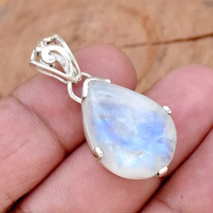 Hermoso Piedra Luna Piedra Preciosa 925 Plata de Ley Hecho a Mano - Imagen 1 de 5