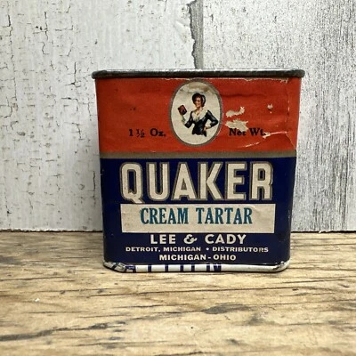 Vintage Quaker Spice Tin Cream Tarter Lee & Cady Detroit MIchigan Advertising - Image 1 of 4