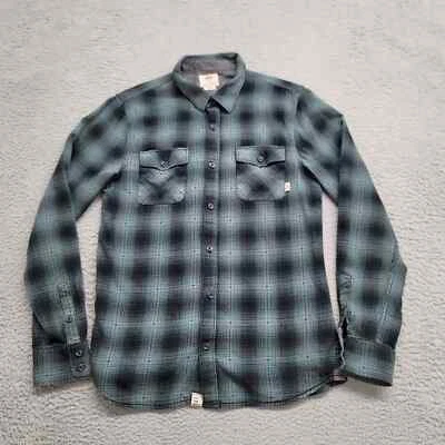 Vans Shirt Mens Small Black Tailored Fit Skater Y2k 90s Plaid Pockets Casual - Image 1 of 4