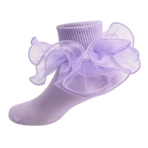 Toddler Baby Girls Ruffle Socks Soft Double Lace Frilly Princess Ankle Kids Sock - Picture 1 of 12