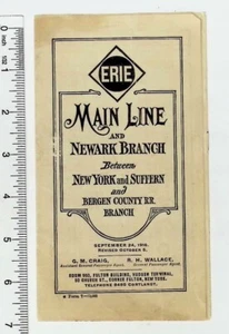 Horario de línea de ferrocarril Erie 1916 sucursal de Newark entre Nueva York y Suffern y Bergen - Imagen 1 de 11