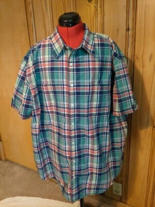 The Foundry Supply Co Men's 2XL Green Plaid Short Sleeve Button Front Shirt - Picture 1 of 7