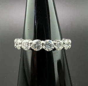 Platinum 2.45ct Brilliant Round Diamond Pave Eternity Band Ring - Picture 1 of 7