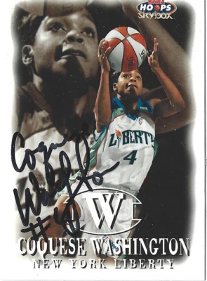 Tarjeta Coquese Washington Autografiada 1999 Hoops Skybox WNBA #55 New York Liberty Foto 1 de 3