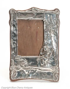 Jugendstil Chester Sterling Silber Bilderrahmen mit Hiawatha & Motto Staffelei Boden - Bild 1 von 8
