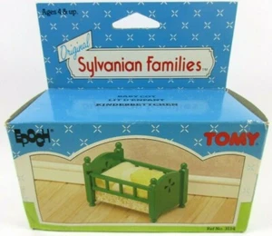 Vintage Original Sylvanian Families Lit d'Enfant Baby Cot Epoch Tomy 1985 - Imagen 1 de 4