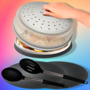 Silicone Microwave Mats & Utensils Set 2 Heat-Resistant Mats Spatulas - Picture 1 of 5