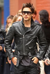 Jared Leto Sucide Squad's Hero Men's Slim Fit Motorcycle Biker Leather Jacket - Bild 1 von 6