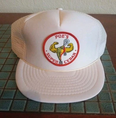 De colección Poes Super Cedro Señuelo de Pesca Parche Gorra Malla Espuma Snapback Distribuidores Sombrero RARO Foto 1 de 4