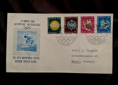 1948 First Day Cover FDC . Featuring A Set Of Four Swiss Stamps. - Image 1 of 4