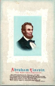 ANTIGUA POSTAL PATRIÓTICA EN RELIEVE DE ABRAHAM LINCOLN USADA - Imagen 1 de 2