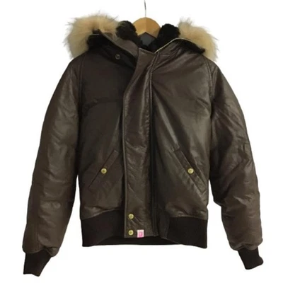 A Bathing Ape Leather Down Jacket Men Tall Brown Used - Image 1 of 4