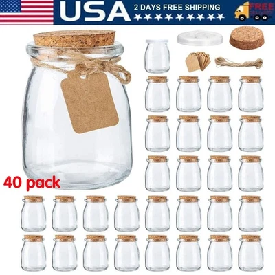 40 Pack 7oz Glass Favor Jars with Cork Lid Pudding Jars for Jam Oatmeal Honey - Image 1 of 4