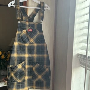 Denim Dickies Size XL Overall Dress Burnt Orange Black Plaid Jumper Skater Fall - Picture 1 of 8