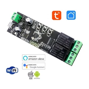 Interrupteur Wi-Fi 2 Relais Avec App Tuya Compatible Alexa Et Google - Picture 1 of 4