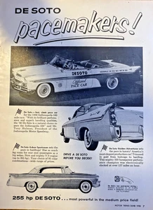 Revista 1956 anuncio De Soto coche de ritmo oficial Indy 500 - Imagen 1 de 1