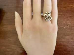 Anello cocktail vintage oro bianco 14 kt .25 ct nastro diamante misura 6,25 - Foto 1 di 8