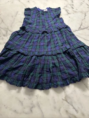 J Crew Crewcuts Niñas Nivel Volantes - Vestido Brillo Reloj Negro Cuadros Talla 8 - NUEVO Foto 1 de 4