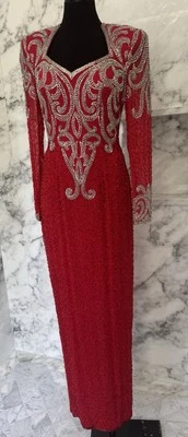 Vestido Vintage Bordado Lentejuelas Noche Baile de graduación Manga Larga Alyce Designs Talla M Foto 1 de 4