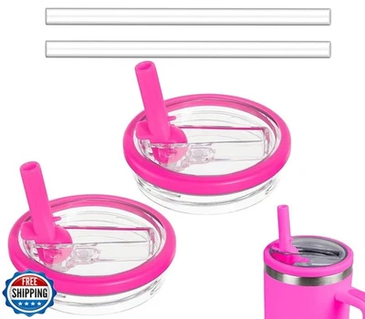 Paquete de 2 tapas de pajita abatibles para vaso de 30 oz compatibles con Stanley Quencher, Leak Pro Foto 1 de 4