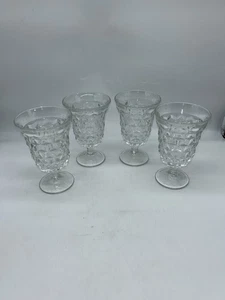 Lot Of 4 Vintage Fostoria American Clear Footed Water Goblet Glasses 1E - Picture 1 of 5