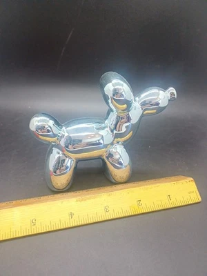 Blue Silver Dog Balloon Art Sculpture Appx 3.5"h X 5"l - Image 1 of 4