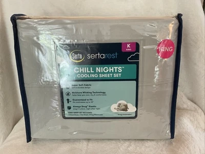 Serta Rest Cooling KING Sheet Set Moisture Wicking Deep Fit-Gray - Image 1 of 3