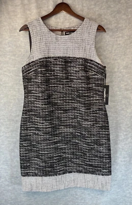 Karl Lagerfeld Tweed Dress 10 Sheath Silver Gray Black Sleeveless Classic NWT - Image 1 of 4
