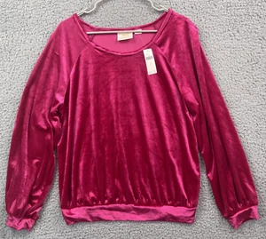 Anthropologie Maeve Large Candace Velvet Top Pink Rose Long Sleeve Pullover NWT - Picture 1 of 14