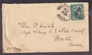 US #213 WASHINGTON COVER NEW BEDFORD MASSACHUSETTS TO BOSTON 1888 - Picture 1 of 3