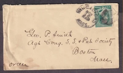 US #213 WASHINGTON COVER NEW BEDFORD MASSACHUSETTS TO BOSTON 1888 - Image 1 of 3