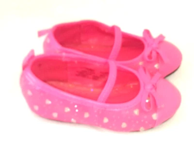 Healthtex Infant Toddler Girls Ballet Flat Pink Glitter Hearts Sz 5   275 - Image 1 of 2