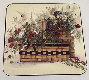 2002 Pat Richter Longaberger Art Coasters Good Scents 4 Floral Basket Coasters - Picture 1 of 12